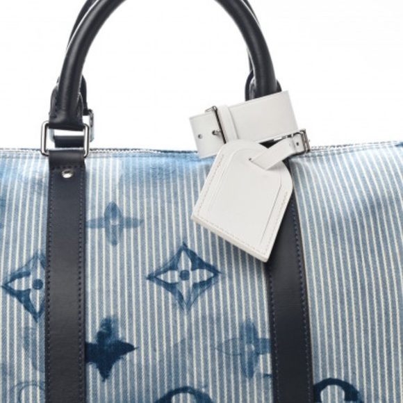 Louis Vuitton Limited Edition Denim Bandolier Keepall 50 hickory watercolor line - Picture 5 of 12